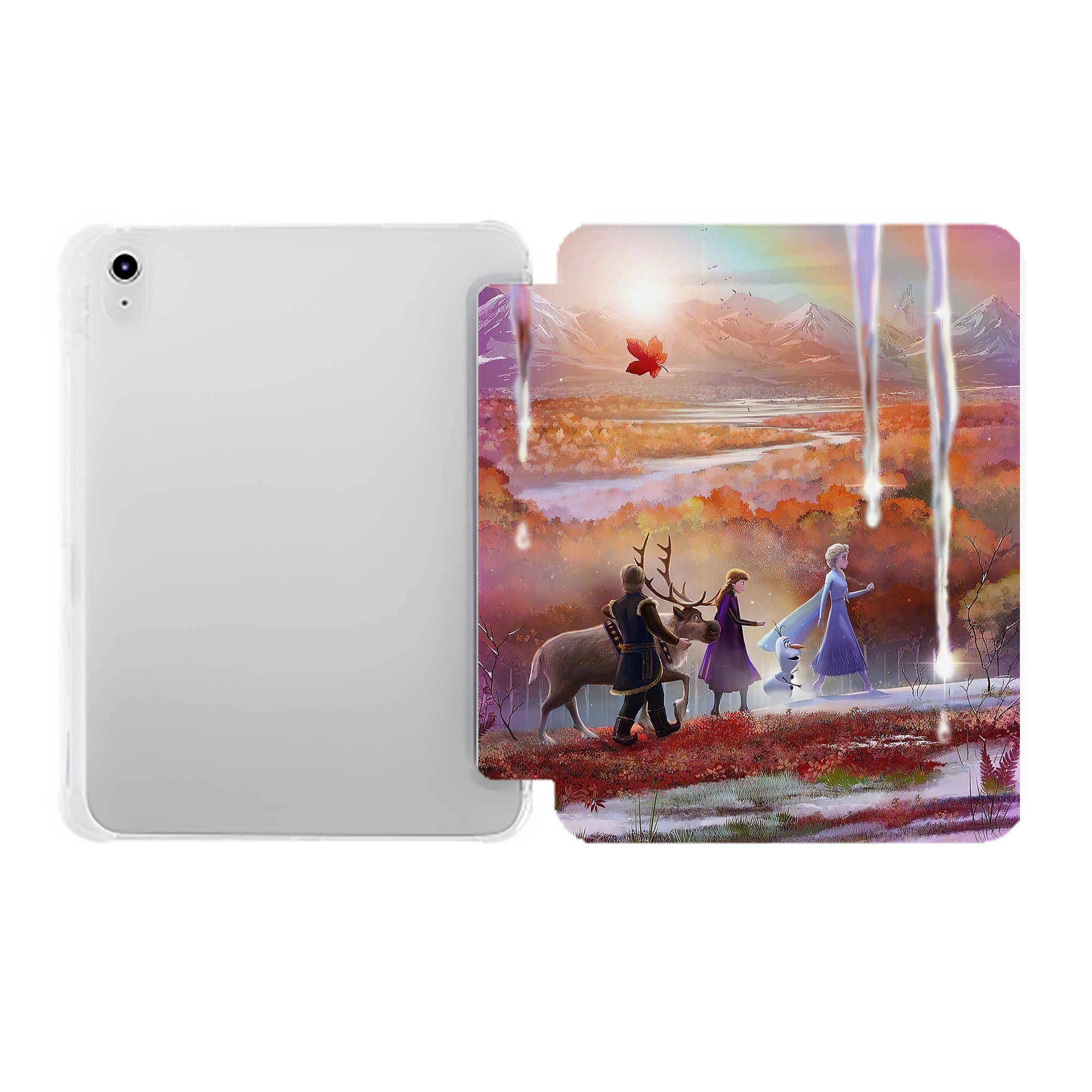 （画像用） アナと雪の女王 アンナ エルサ Frozen Anna Elsa IPad ケース ペン収納付き 三つ折りスタンド PUレザー×シリコン 対応機種9.5/10.5/10.9インチ